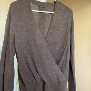 Ann Taylor Factory brown wrap sweater top